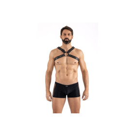Harnais homme simili cuir larges sangles avec anneaux 